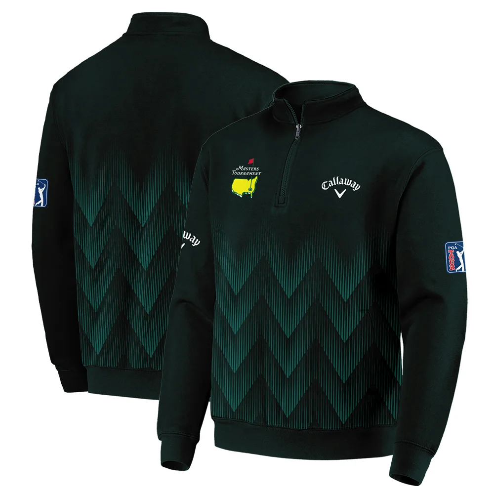 Masters Tournament Golf Callaway Quarter-Zip Jacket Zigzag Pattern Dark Green Golf Sports Quarter-Zip Jacket