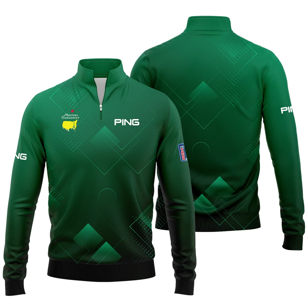Masters Tournament Ping Quarter-Zip Jacket Golf Sports Green Abstract Geometric Quarter-Zip Jacket