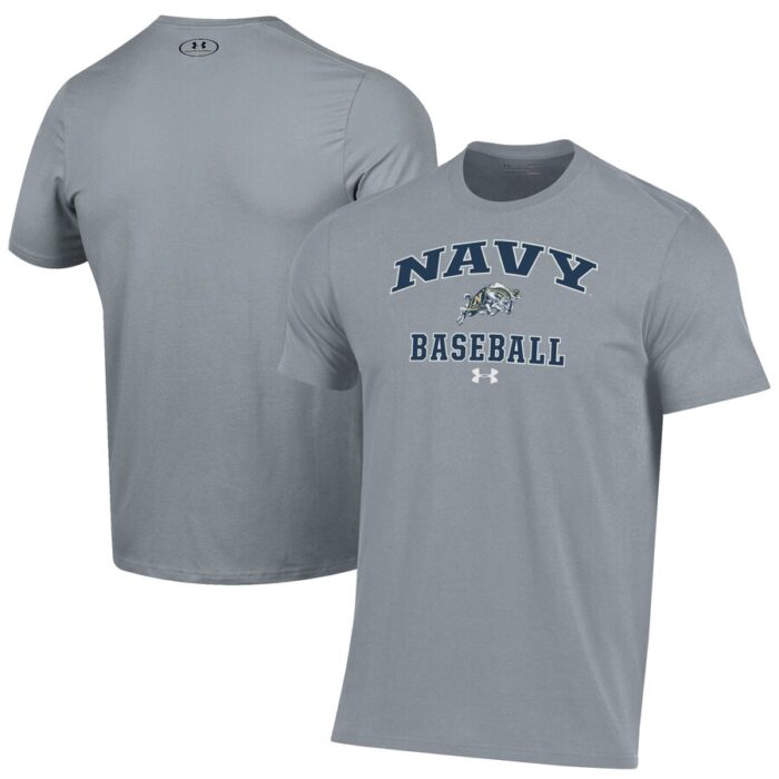 Navy Midshipmen Under Armour Baseball Performance T-Shirt - Gray