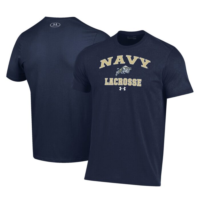 Navy Midshipmen Under Armour Lacrosse Arch Over Performance T-Shirt - Navy