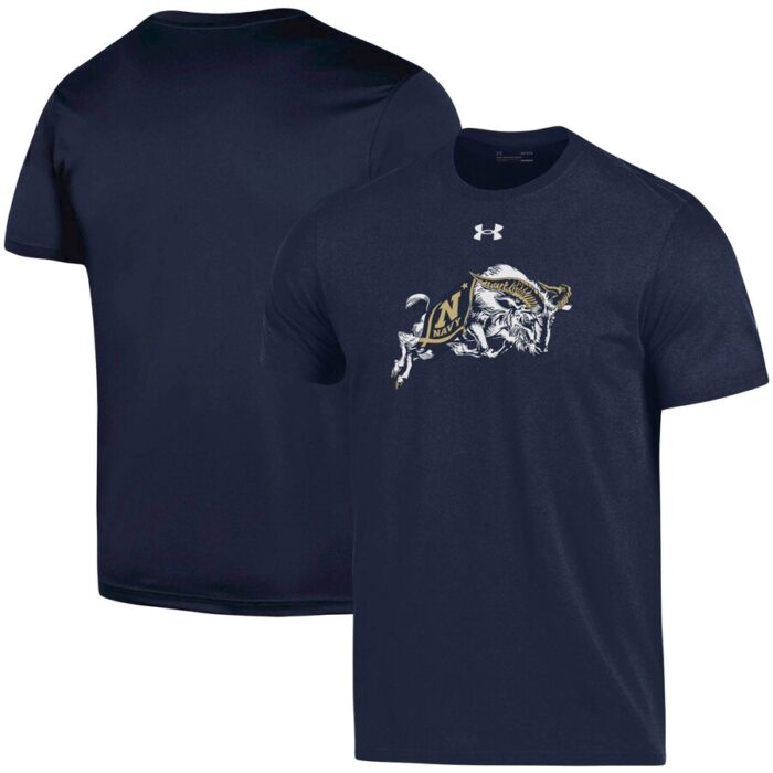 Navy Midshipmen Under Armour School Mascot Logo Performance Cotton T-Shirt - Navy