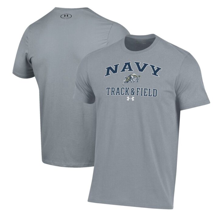 Navy Midshipmen Under Armour Track & Field Performance T-Shirt - Gray