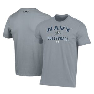 Navy Midshipmen Under Armour Volleyball Arch Over Performance T-Shirt - Gray