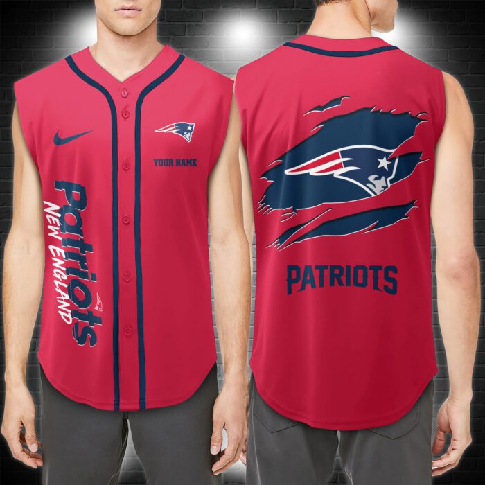 New England Patriots NFL Personalized Baseball Tank Tops Sleeveless Jersey