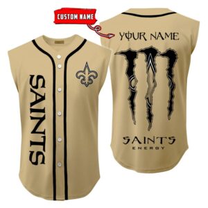 New Orleans Saints Sleeveless Baseball Jersey Tank Top Custom Name BBTJ1058