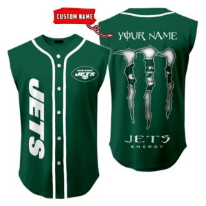 New York Jets Sleeveless Baseball Jersey Tank Top Custom Name BBTJ1055