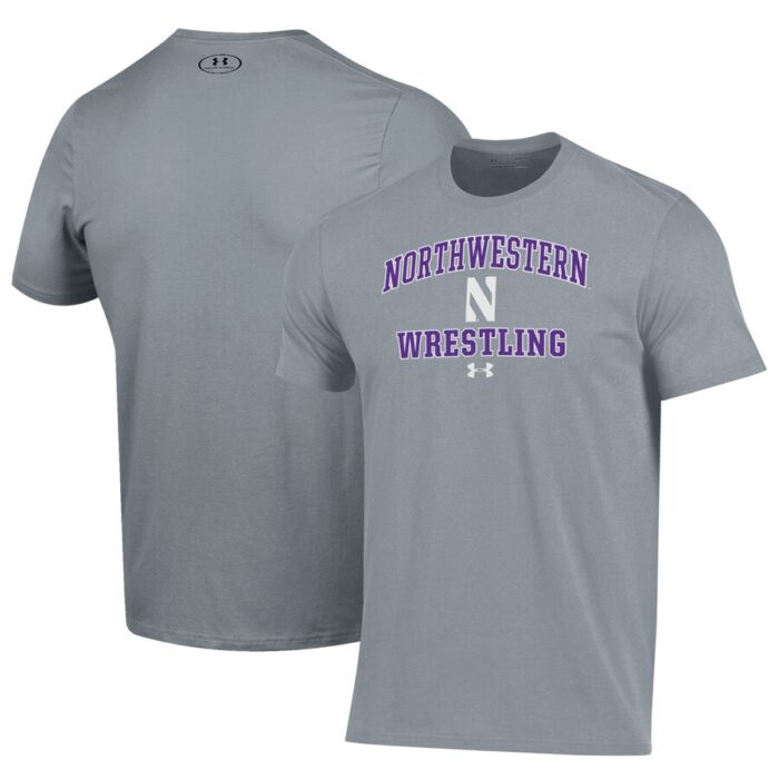Northwestern Wildcats Under Armour Wrestling Arch Over Performance T-Shirt - Gray