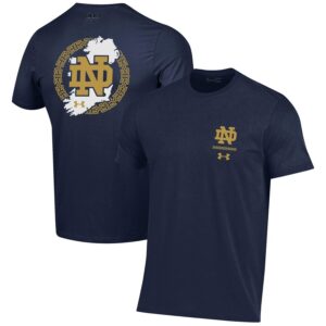 Notre Dame Fighting Irish Under Armour 2023 Aer Lingus College Football Classic Map Performance Cotton T-Shirt - Navy