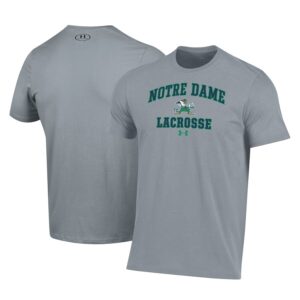 Notre Dame Fighting Irish Under Armour Lacrosse Arch Over Performance T-Shirt - Gray
