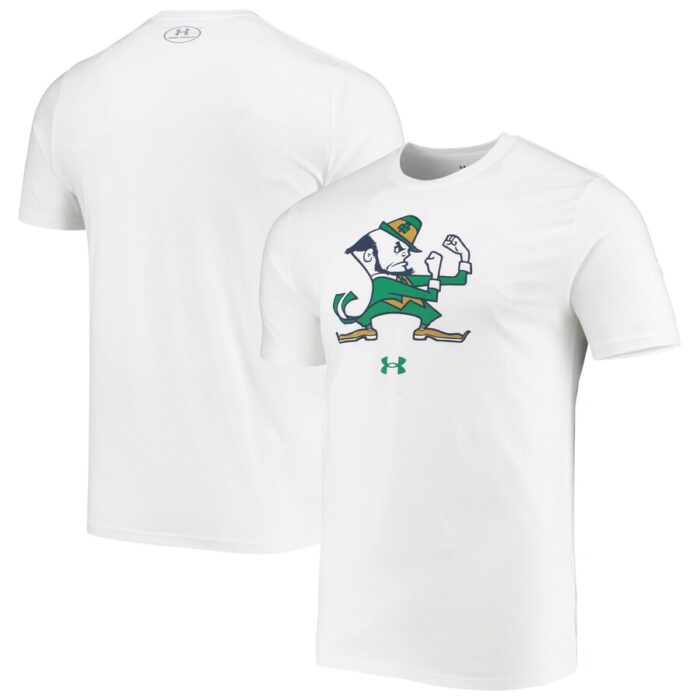 Notre Dame Fighting Irish Under Armour Mascot Logo Performance Cotton T-Shirt - White