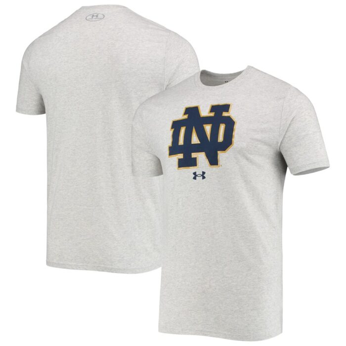 Notre Dame Fighting Irish Under Armour School Logo Performance Cotton T-Shirt - Heathered Gray