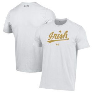 Notre Dame Fighting Irish Under Armour Script Gold Rush Performance T-Shirt - White