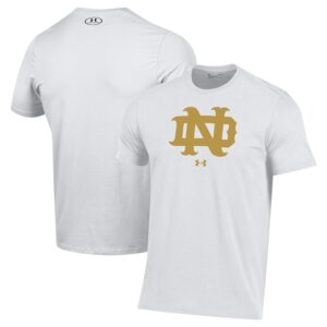 Notre Dame Fighting Irish Under Armour Throwback Interlocking ND Gold Rush Performance T-Shirt - White