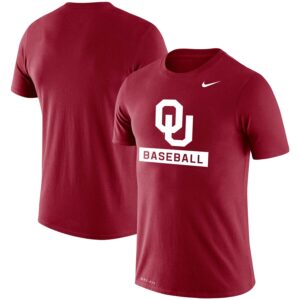 Oklahoma Sooners Baseball Logo Stack Legend Slim Fit Performance T-Shirt - Crimson