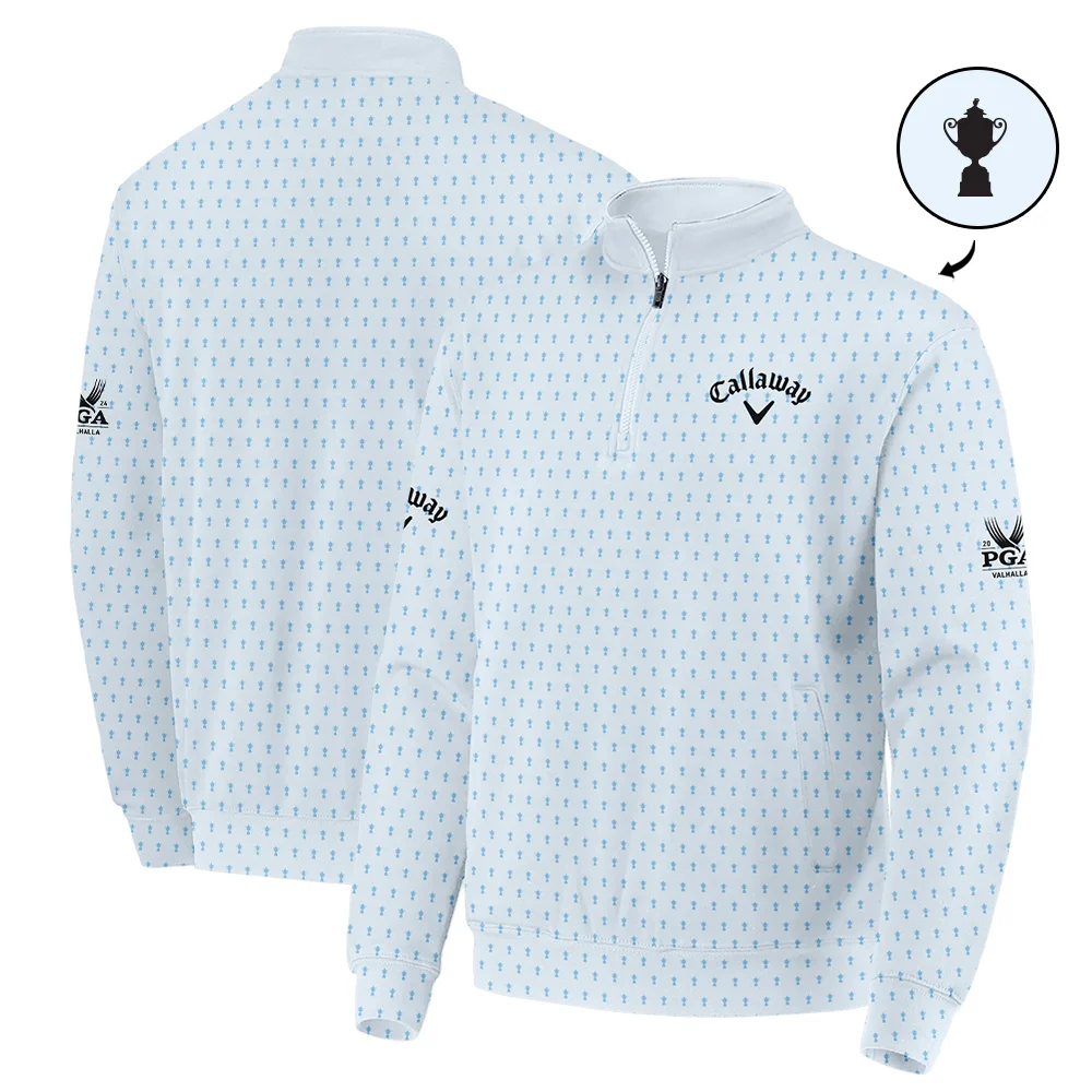 PGA Championship Valhalla Sports Callaway Quarter-Zip Jacket Cup Pattern Light Blue Pastel Quarter-Zip Jacket