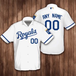 Personalized Name And Number Kansas City Royals Baseball 3D Hawaiian Shirt - White BHS048
