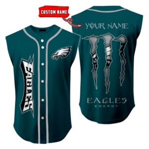 Philadelphia Eagles Sleeveless Baseball Jersey Tank Top Custom Name BBTJ1057