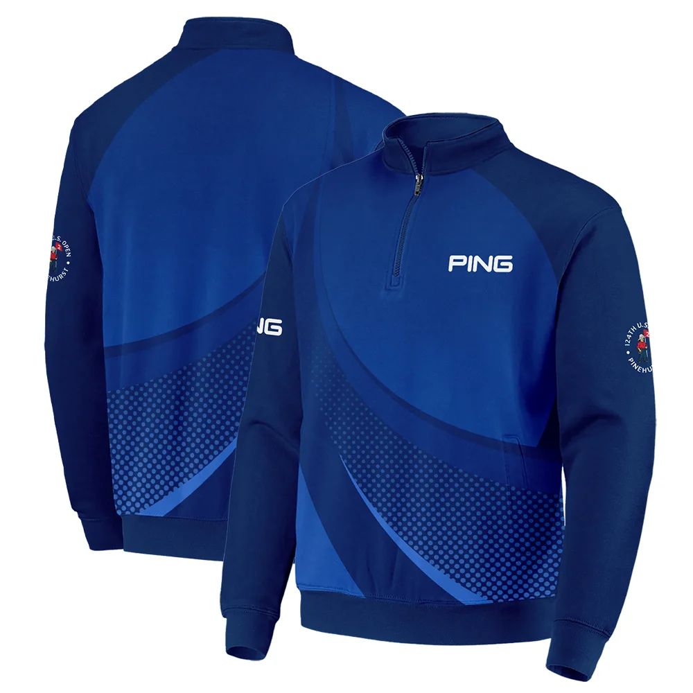Ping 124th U.S. Open Pinehurst Golf Sport Quarter-Zip Jacket Dark Blue Gradient Halftone Pattern Quarter-Zip Jacket