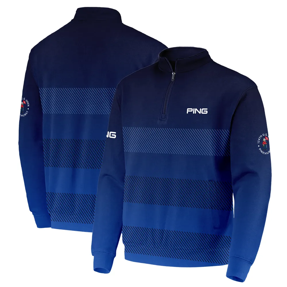 Ping 124th U.S. Open Pinehurst Quarter-Zip Jacket Sports Dark Blue Gradient Striped Pattern Quarter-Zip Jacket