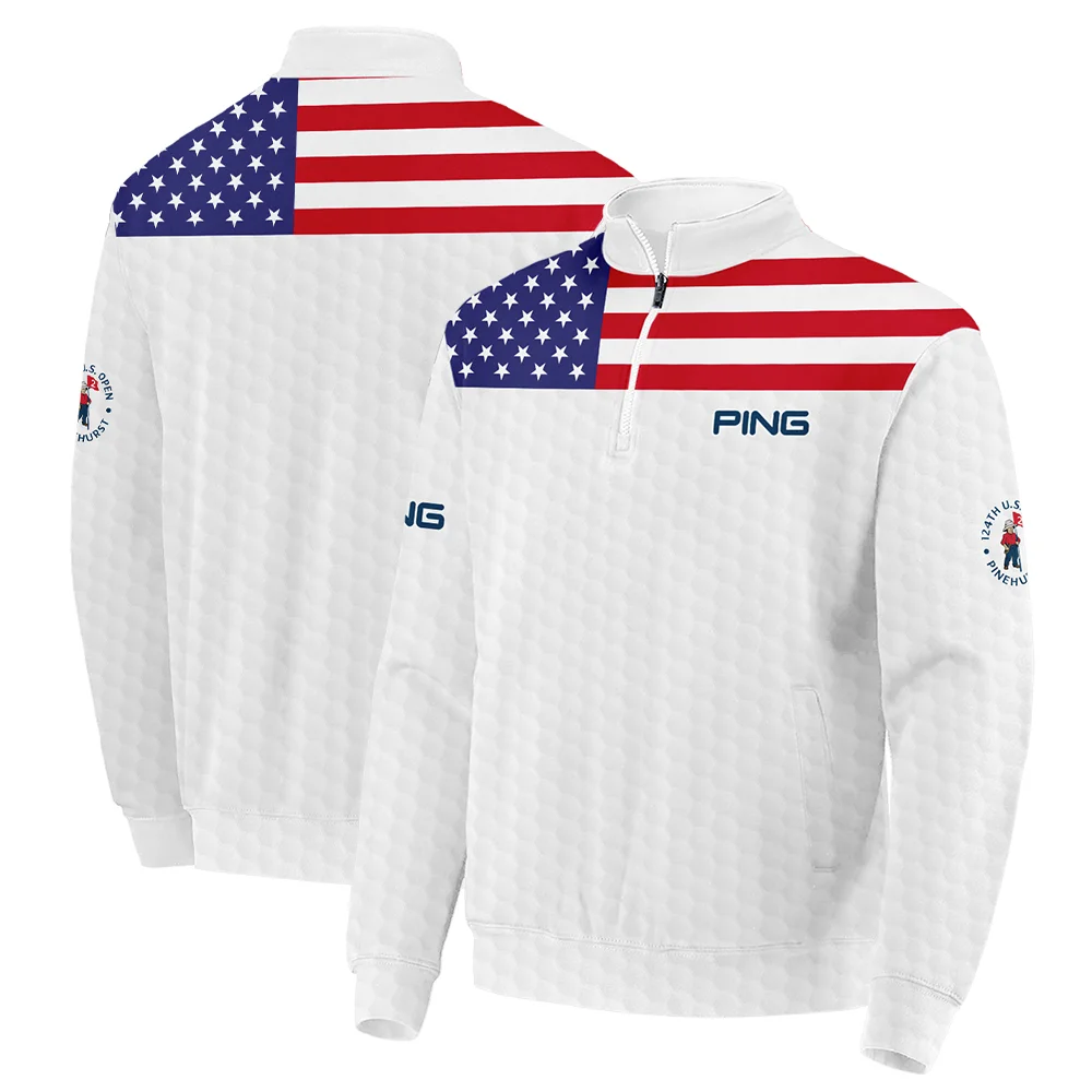 Ping 124th U.S. Open Pinehurst Quarter-Zip Jacket USA Flag Golf Pattern Quarter-Zip Jacket