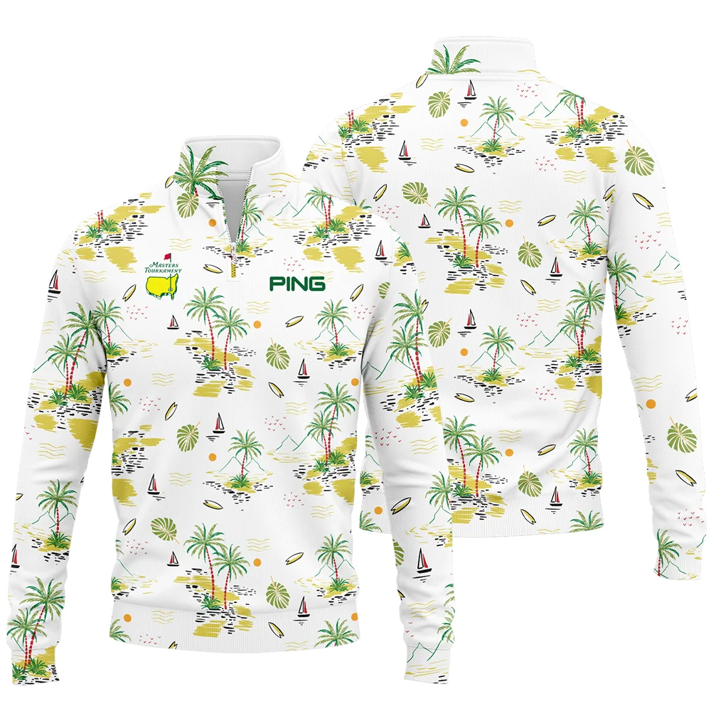 Ping Landscape With Palm Trees Beach And Oceann Masters Tournament Quarter-Zip Jacket