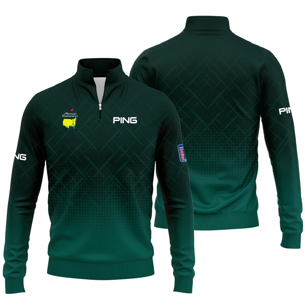 Ping Masters Tournament Sport Jersey Pattern Dark Green Quarter-Zip Jacket