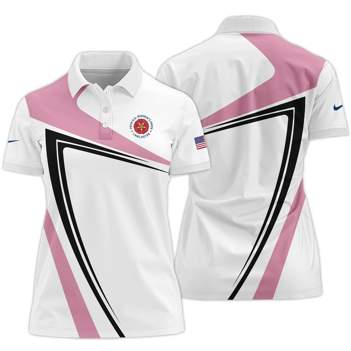 Pink Black Golf Pattern 79th U.S. Women's Open Lancaster Nike Short Polo Shirt