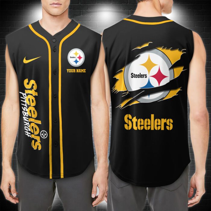 Pittsburgh Steelers NFL Personalized Baseball Tank Tops Sleeveless Jersey