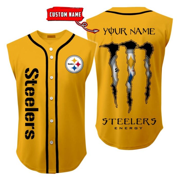 Pittsburgh Steelers Sleeveless Baseball Jersey Tank Top Custom Name BBTJ1061