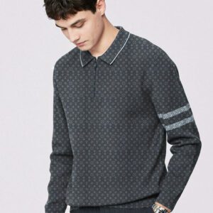 Premium 2024 Luxury LV Zip Polo Sweatshirt (Grey) Collar Sweatshirt CPLS1013