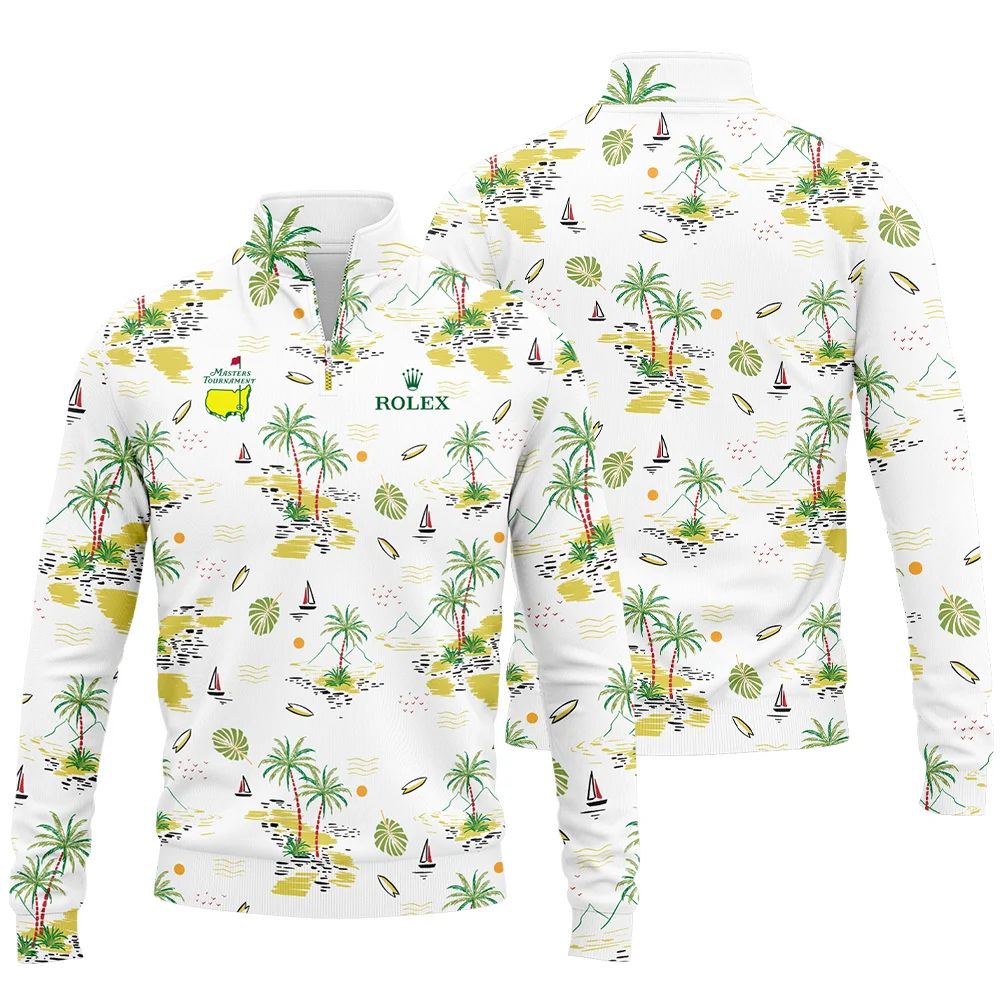 Rolex Landscape With Palm Trees Beach And Oceann Masters Tournament Quarter-Zip Jacket