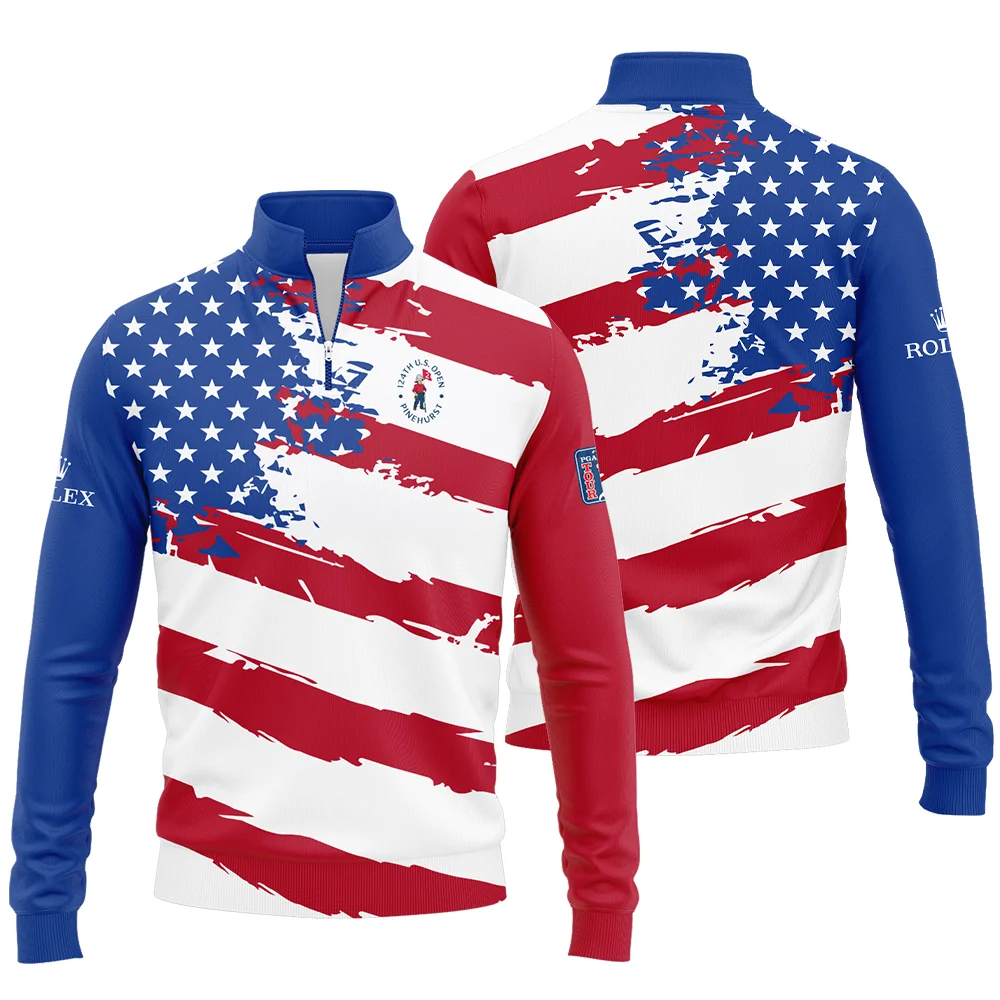 Rolex US Flag Blue Red Stars 124th U.S. Open Pinehurst Quarter-Zip Jacket