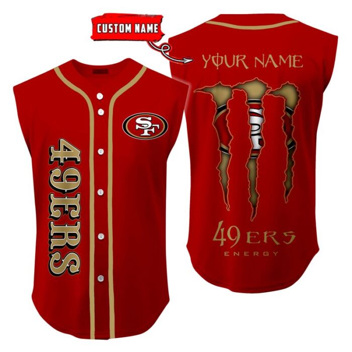 San Francisco 49ers Sleeveless Baseball Jersey Tank Top Custom Name BBTJ1053