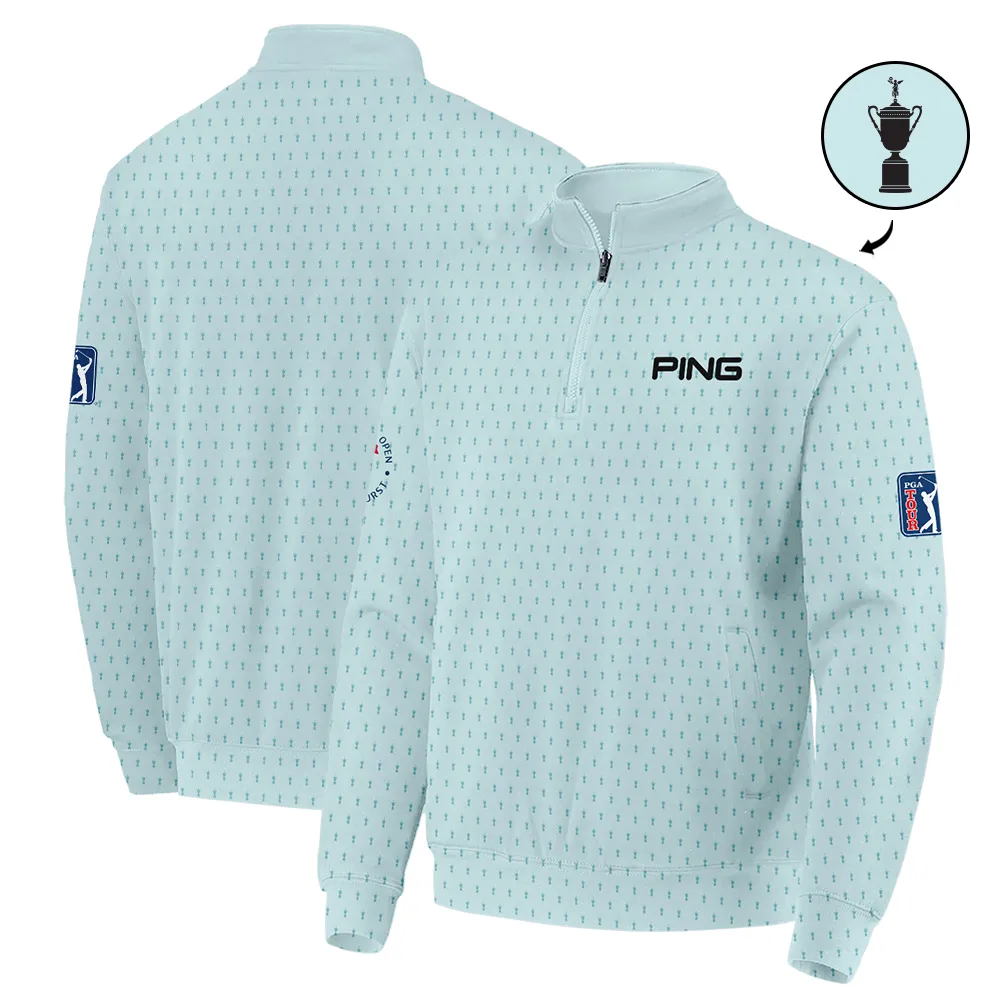 Sports 124th U.S. Open Ping Pinehurst Quarter-Zip Jacket Cup Pattern Pastel Green Quarter-Zip Jacket