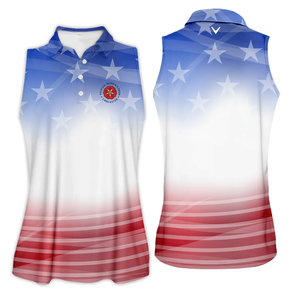 Star White Blue Red Background Callaway 79th U.S. Women's Open Lancaster Sleeveless Polo Shirt