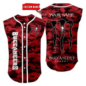 Tampa Bay Buccaneers Camo Sleeveless Baseball Jersey Tank Top Custom Name BBTJ1094