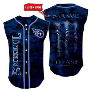 Tennessee Titans Camo Sleeveless Baseball Jersey Tank Top Custom Name BBTJ1095