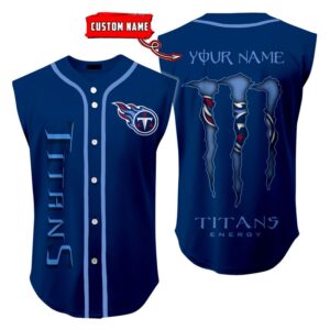 Tennessee Titans Sleeveless Baseball Jersey Tank Top Custom Name BBTJ1064