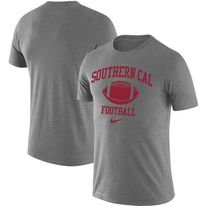 USC Trojans Retro Football Lockup Legend Performance T-Shirt - Heathered Gray