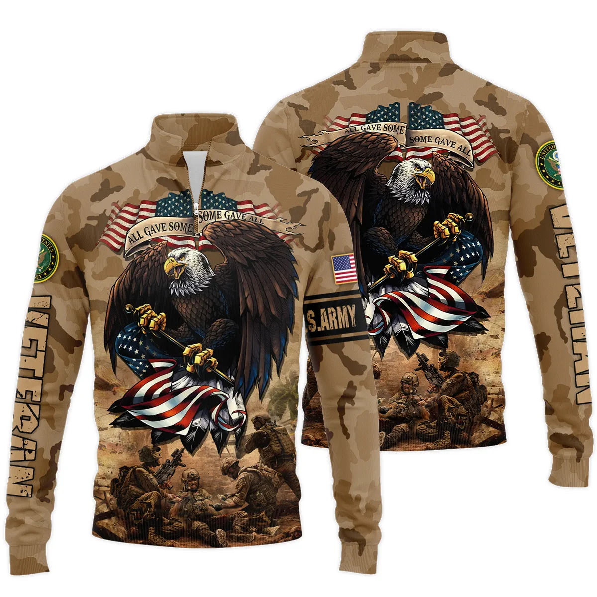 Veteran Camo Eagle All Gave Some Some Gave All U.S. Army Veterans s Quarter-Zip Jacket