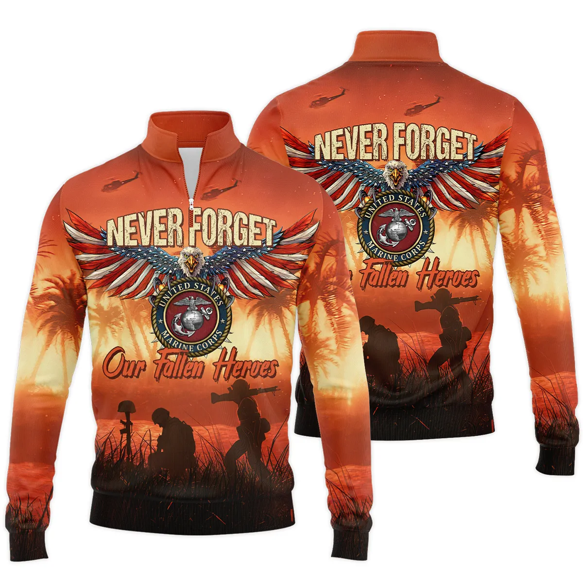 Veteran Never Forget Our Fallen Heroes U.S. Marine Corps Veterans s Quarter-Zip Jacket
