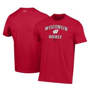 Wisconsin Badgers Under Armour Hockey Arch Over Performance T-Shirt - Red