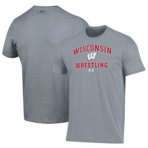Wisconsin Badgers Under Armour Wrestling Arch Over Performance T-Shirt - Gray