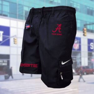 Alabama Crimson Tide NCAA Custom Name Multi-pocket Mens Cargo Shorts Outdoor Shorts WMS1031