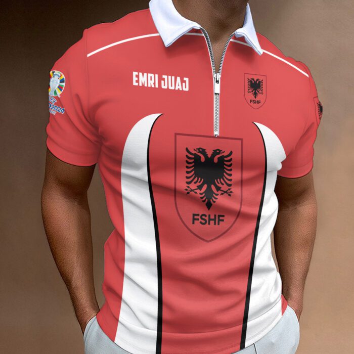 Albania National Football Team Euro 2024 Zipper Polo Shirt