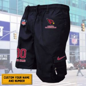 Arizona Cardinals NFL Personalized Multi pocket Mens Cargo Shorts Outdoor Shorts WMS2099