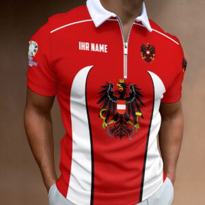 Austria National Football Team Euro 2024 Zipper Polo Shirt