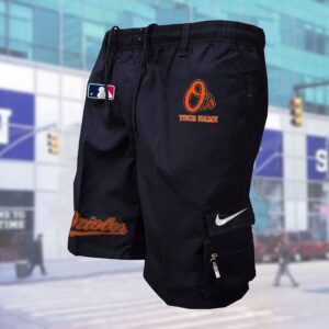 Baltimore Orioles MLB Custom Name Multi-pocket Mens Cargo Shorts Outdoor Shorts WMS1003