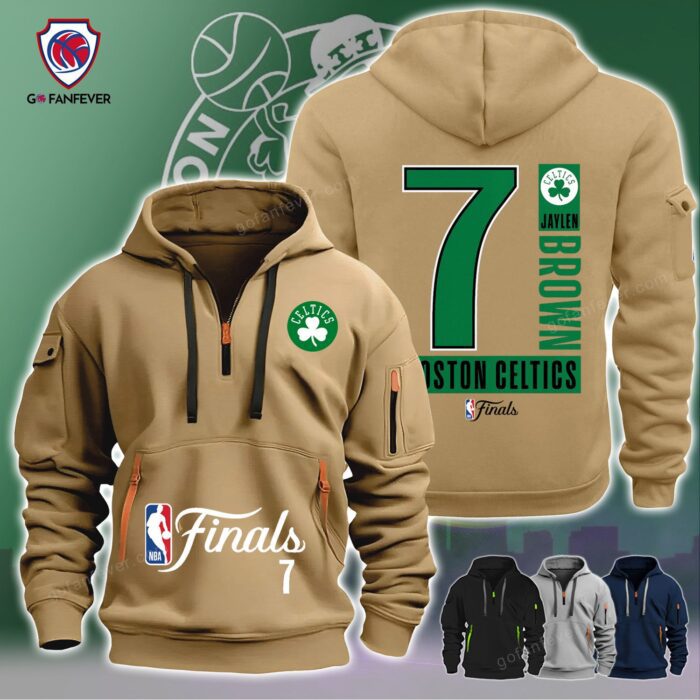 Boston Celtics NBA Finals 2024 Jaylen Brown 7 Quarter Zip Hoodie