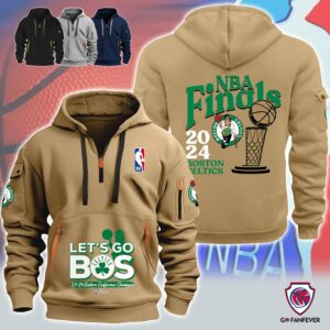 Boston Celtics NBA Finals Let's Go Bos 2-Sided Printing Quarter Zip Hoodie